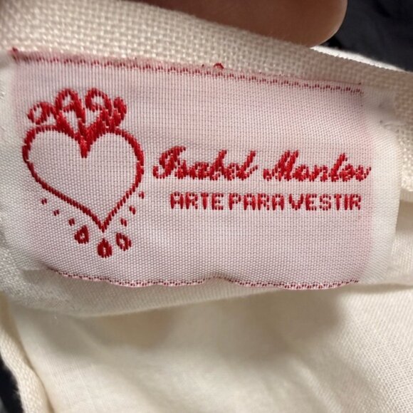 Isabel Monter Patchwork Linen Skirt Creamy/White size M approx - Picture 5 of 6